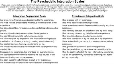 The Psychedelic Integration Scales: Tools for Measuring Psychedelic Integration Behaviors and Experiences